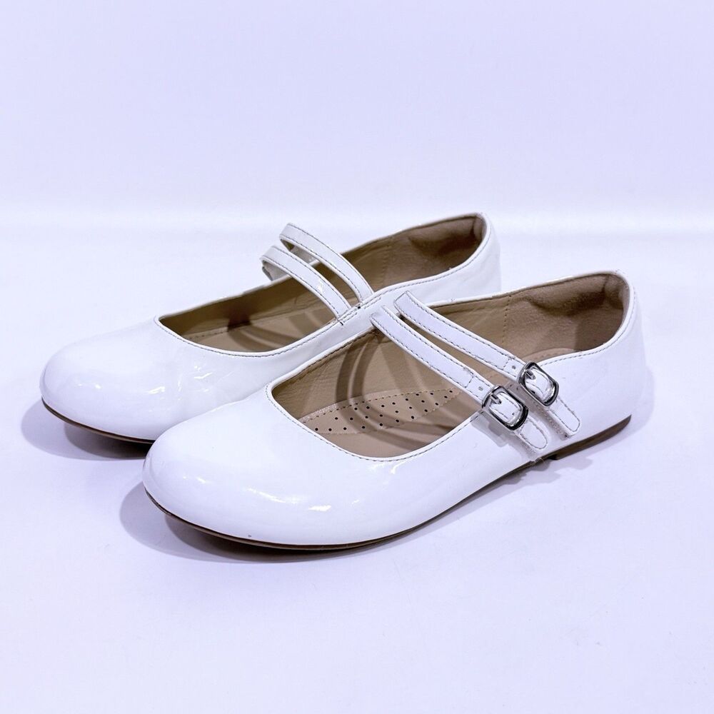 Girls Dress Shoes Mary Jane Flat Shoes Ballerina Flat for Party White Size 2